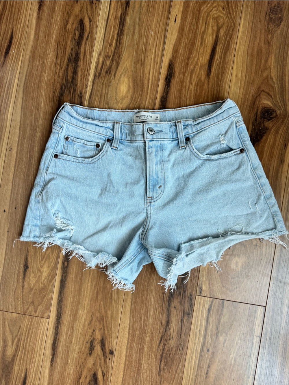 Abercrombie & Fitch Light Blue Distressed Denim Jean Shorts